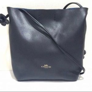Navy COACH Derby Crossbody Pebble Leather Handbag